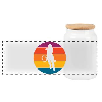 Tennis - Panoramic Cookie Jar with Wooden Lid - white - Front