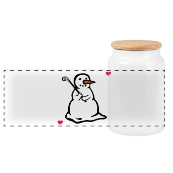 Winter Golfen Kinder Golfspieler Schneemann - Panorama Keksdose mit Holzdeckel - Weiß - Vorne