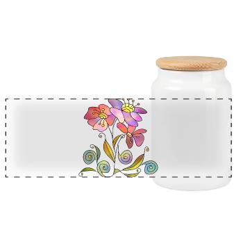 Fleur - Boîte à biscuits avec couvercle en bois - blanc - Devant