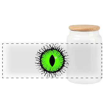 Eye Monster - Panoramic Cookie Jar with Wooden Lid - white - Front