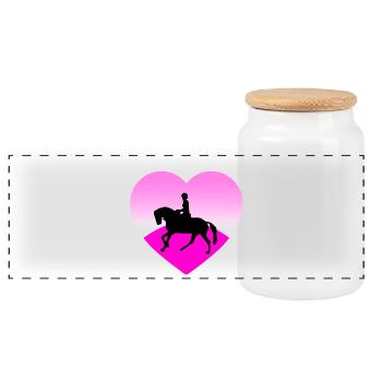 horses - Panoramic Cookie Jar with Wooden Lid - white - Front