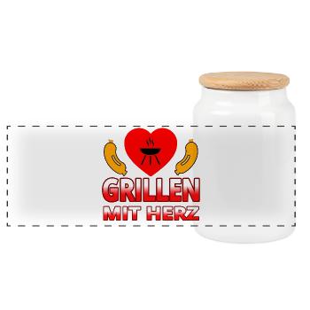 Grillen - Panorama Keksdose mit Holzdeckel - Weiß - Vorne