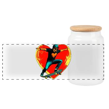 Skateboarder Liebe / Skater Herz - Panorama Keksdose mit Holzdeckel - Weiß - Vorne