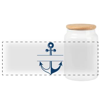 Personalized Blue Fishing Anchor - Panoramic Cookie Jar with Wooden Lid - white - Front