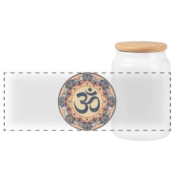 Om Mandala Zen Muster - Panorama Keksdose mit Holzdeckel - Weiß - Vorne