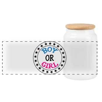 Garçon ou fille ? Grossesse Naissance Enceinte  - Boîte à biscuits avec couvercle en bois - blanc - Devant