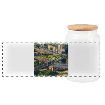 Belo Horizonte, Brazilian City - Panoramic Cookie Jar with Wooden Lid - white - Front
