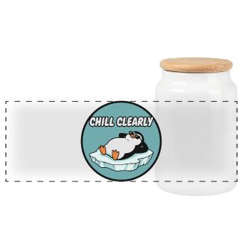 Chill Clairement Pingouin sur la glace - Boîte à biscuits avec couvercle en bois - blanc - Devant