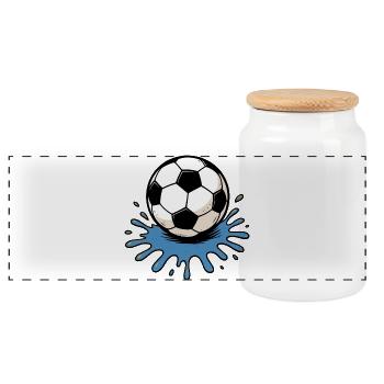 Splashing Football - Panoramic Cookie Jar with Wooden Lid - white - Front