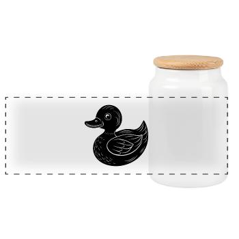 Toy duck - Panoramic Cookie Jar with Wooden Lid - white - Front