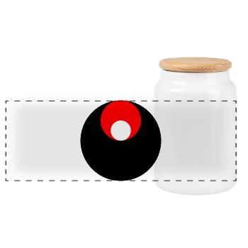 3 cercles, noir, rouge et blanc - Boîte à biscuits avec couvercle en bois - blanc - Devant