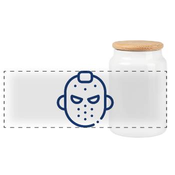 Hockey sur glace Maskikon - Boîte à biscuits avec couvercle en bois - blanc - Devant
