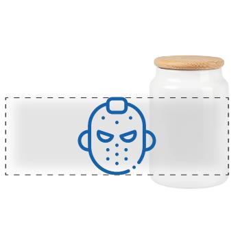 Hockey sur glace Maskikon - Boîte à biscuits avec couvercle en bois - blanc - Devant