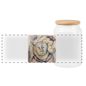 Portrait d’ours dans un style aquarelle - Boîte à biscuits avec couvercle en bois - blanc - Devant