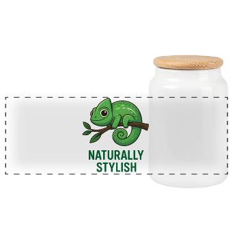 Caméléon élégant - Boîte à biscuits avec couvercle en bois - blanc - Devant