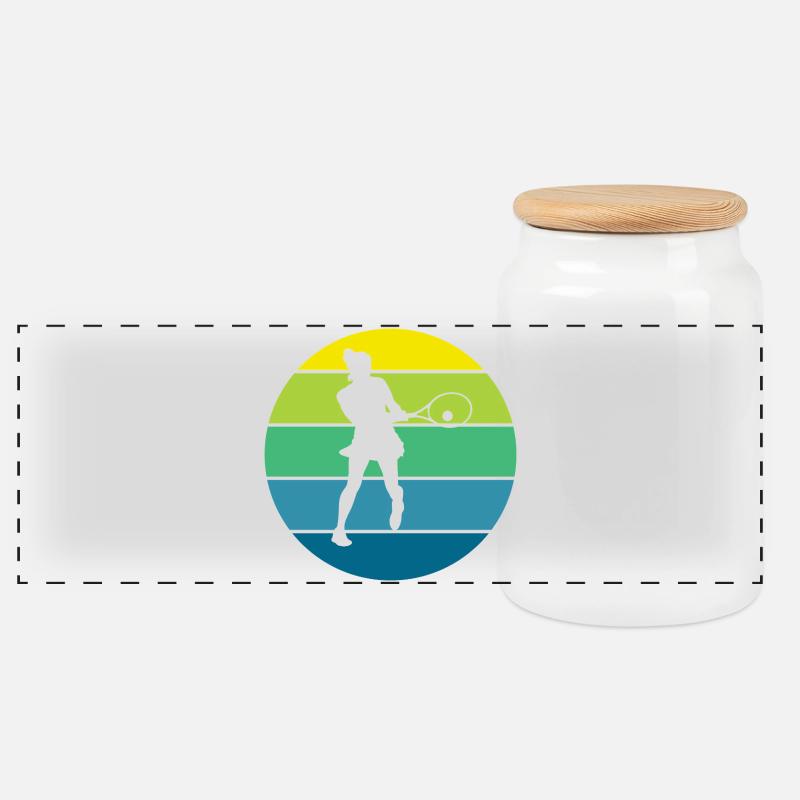 tennis - Boîte à biscuits avec couvercle en bois - blanc