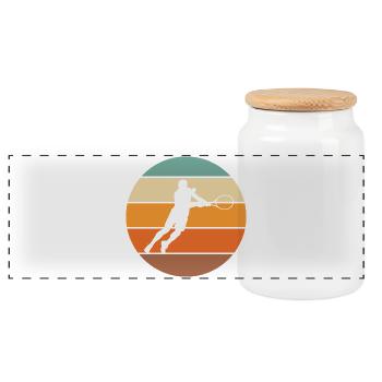 Tennis - Panoramic Cookie Jar with Wooden Lid - white - Front