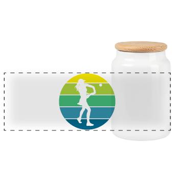 Tennis - Panoramic Cookie Jar with Wooden Lid - white - Front