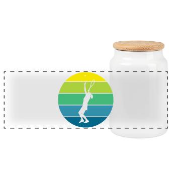 tennis - Panoramic Cookie Jar with Wooden Lid - white - Front