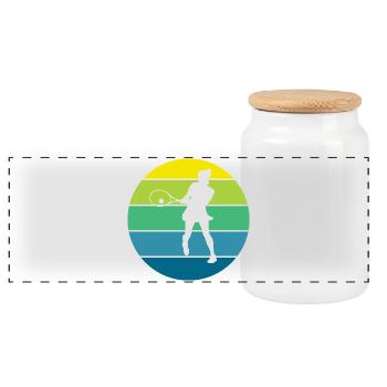 tennis - Panoramic Cookie Jar with Wooden Lid - white - Front
