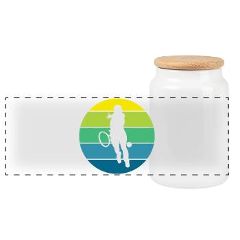 tennis - Boîte à biscuits avec couvercle en bois - blanc - Devant