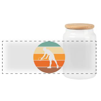 tennis - Boîte à biscuits avec couvercle en bois - blanc - Devant
