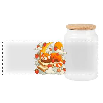 Moon Breakfast Fox - Panoramic Cookie Jar with Wooden Lid - white - Front