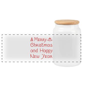 Merry Christmas and Happy New Year handwritten  - Panorama Keksdose mit Holzdeckel - Weiß - Vorne