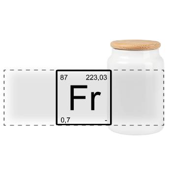 Francium-Elementdesign mit Periodenzahlen - Panorama Keksdose mit Holzdeckel - Weiß - Vorne