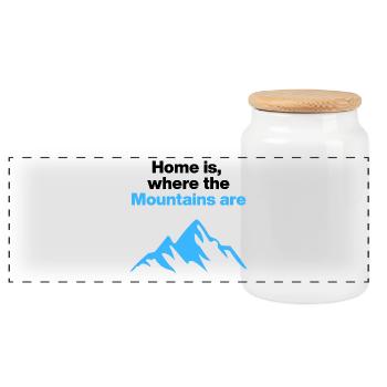 Home is where the Mountains are, Berge - Panoramic Cookie Jar with Wooden Lid - white - Front