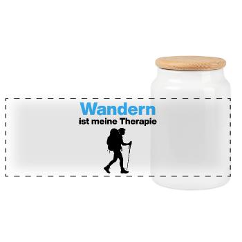 Wandern ist meine Therapie. Laufen, Natur, Outdoor - Panorama Keksdose mit Holzdeckel - Weiß - Vorne