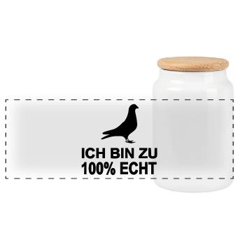 Tauben - Panorama Keksdose mit Holzdeckel - Weiß - Vorne