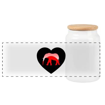 Elephant - Panoramic Cookie Jar with Wooden Lid - white - Front