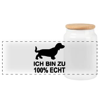 Dachshund - Panoramic Cookie Jar with Wooden Lid - white - Front