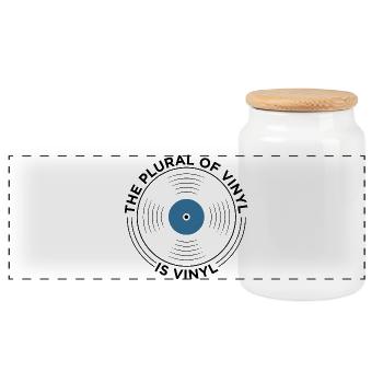 The Plural Of Vinyl Is Vinyl Record Lover Graphic - Panorama Keksdose mit Holzdeckel - Weiß - Vorne