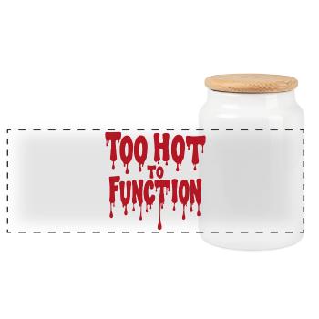 Too Hot To Function Summer Saying Funny - Panoramic Cookie Jar with Wooden Lid - white - Front