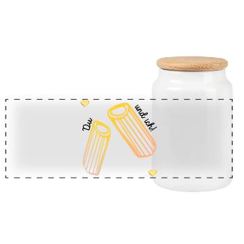 Amour des pâtes de la Saint-Valentin - Boîte à biscuits avec couvercle en bois - blanc - Devant