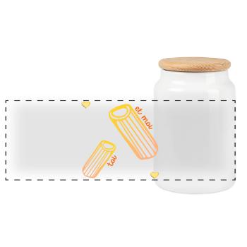 Pasta Beziehung Liebe - Panorama Keksdose mit Holzdeckel - Weiß - Vorne
