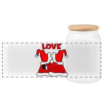 Adore le Père Noël - Boîte à biscuits avec couvercle en bois - blanc - Devant