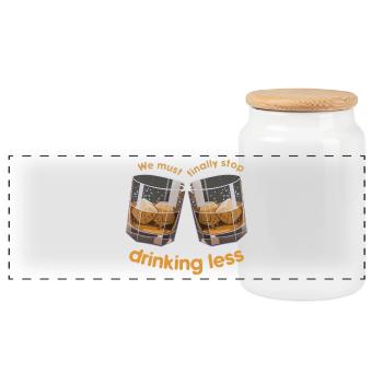 Cracking glasses Drink less - Panoramic Cookie Jar with Wooden Lid - white - Front