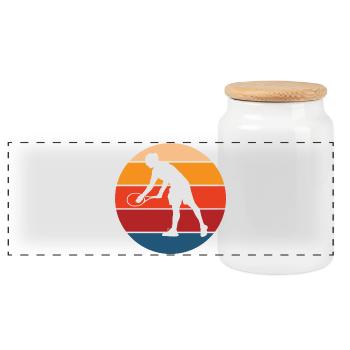 tennis - Panoramic Cookie Jar with Wooden Lid - white - Front
