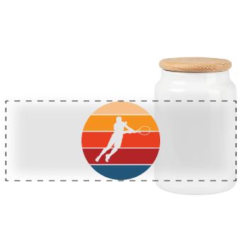 Tennis - Panoramic Cookie Jar with Wooden Lid - white - Front
