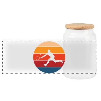 Tennis - Panoramic Cookie Jar with Wooden Lid - white - Front