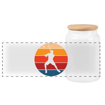 tennis - Panoramic Cookie Jar with Wooden Lid - white - Front