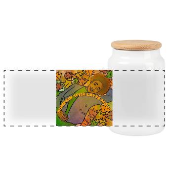 Pumpkin Spice Latte Stimmung - Panorama Keksdose mit Holzdeckel - Weiß - Vorne