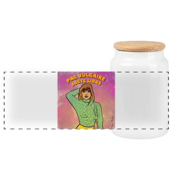 Pas vulgaire juste libre  - Boîte à biscuits avec couvercle en bois - blanc - Devant