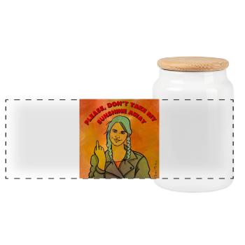 Please don't take my sunshine away - Panoramic Cookie Jar with Wooden Lid - white - Front