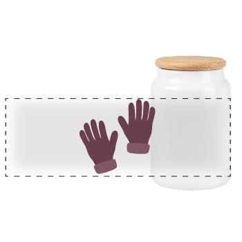 Mauve-Minimalistenhandschuh-Druck - Panorama Keksdose mit Holzdeckel - Weiß - Vorne