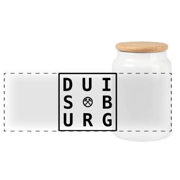 Duisburg Ruhrpott Motiv Geschenk & Souvenir - Panorama Keksdose mit Holzdeckel - Weiß - Vorne