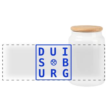 Duisburg Ruhrpott Design Geschenk & Souvenir blau - Panorama Keksdose mit Holzdeckel - Weiß - Vorne
